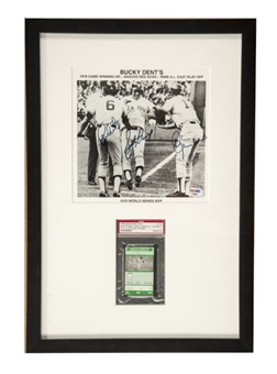 1978 Bucky Dent Signed Photo Framed With PSA Authenticated Ticket Stub From Game 163